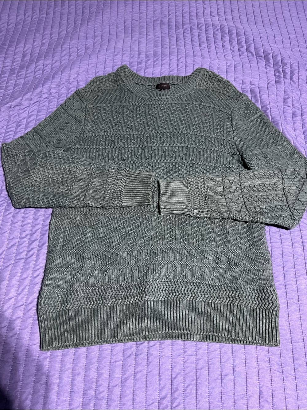 J crew Men's Cable-Knit Crewneck Sweater - Sage Green L